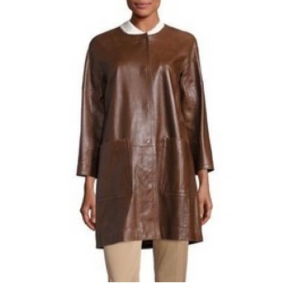 NEW WEEKEND MAXMARA Taverna Long Leather Jacket - Picture 5 of 15